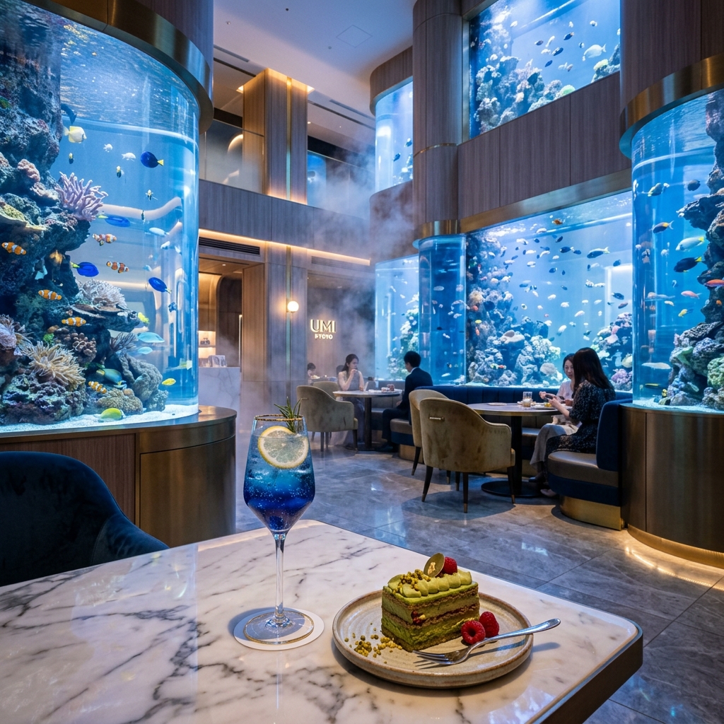 まるで海の中？京都で見つけた水族館カフェが映えすぎて優勝らしいぞ！ ＃カフェ　＃スイーツ