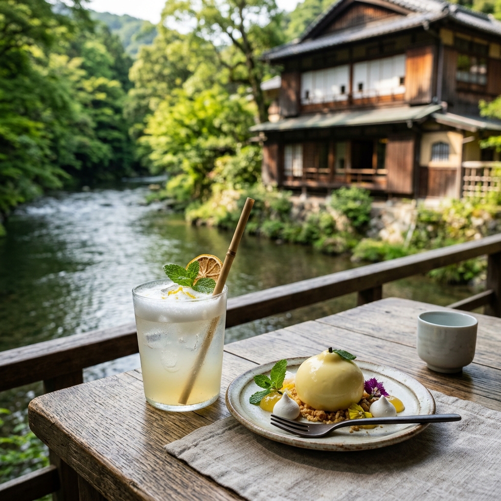 箕面の滝道で癒やされたいならココや!YUZUYAのテラス席で絶品ゆずスイーツ食べるの幸せすぎwww #カフェ #スイーツ