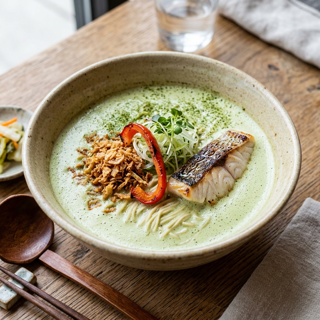 スープが緑色やん!?京都祇園で見つけた世界初の抹茶ラーメン専門店が、見た目も味も衝撃的すぎるらしいぞ! 挿入画像1