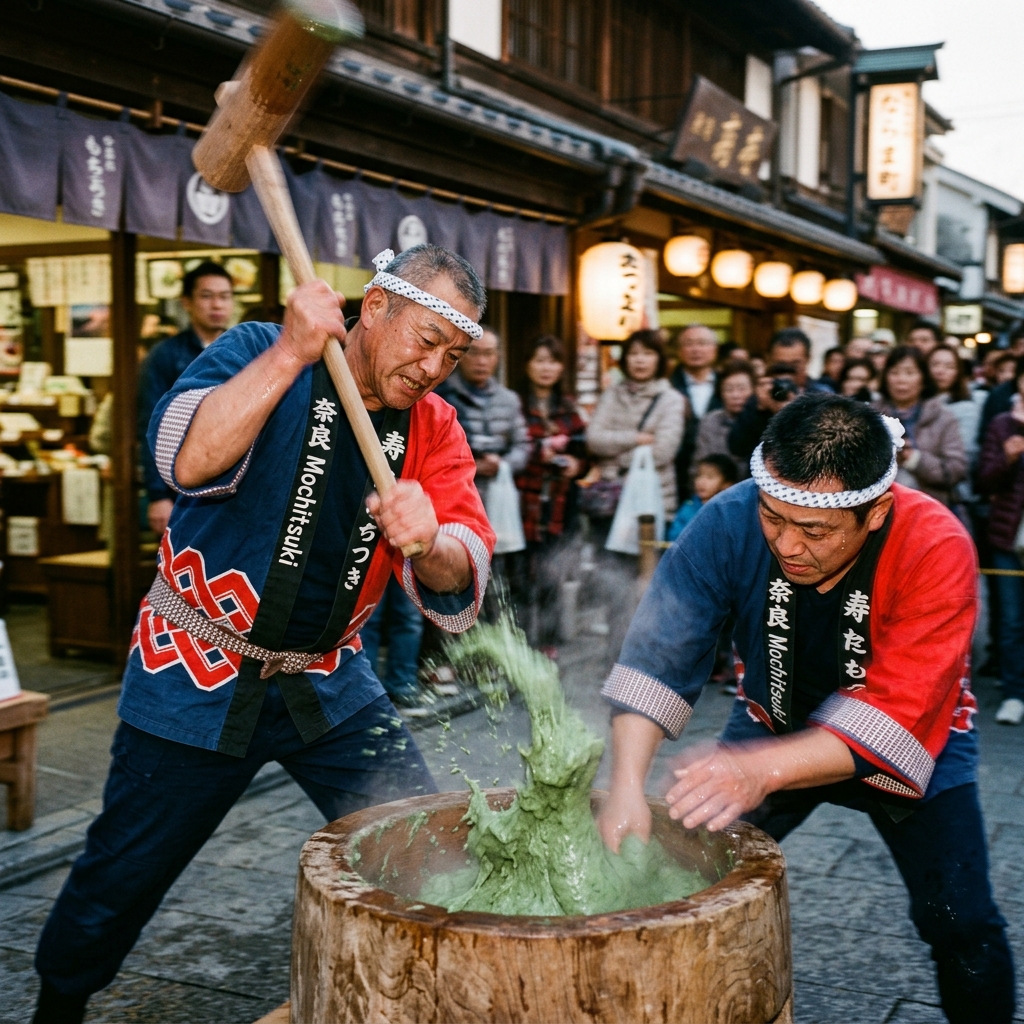 音速を超えた！？奈良「中谷堂」の餅つきパフォーマンスが圧巻すぎて、行列に並ぶ価値ありまくりやにゃ~ ＃和食　＃餅
