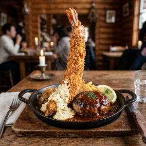 【元町】エビフライそびえ立ちすぎやろ！神戸元町ハンバーグウエストの神戸ポーク100%ハンバーグが絶品すぎるｗｗｗ ＃ハンバーグ　＃洋食レストラン