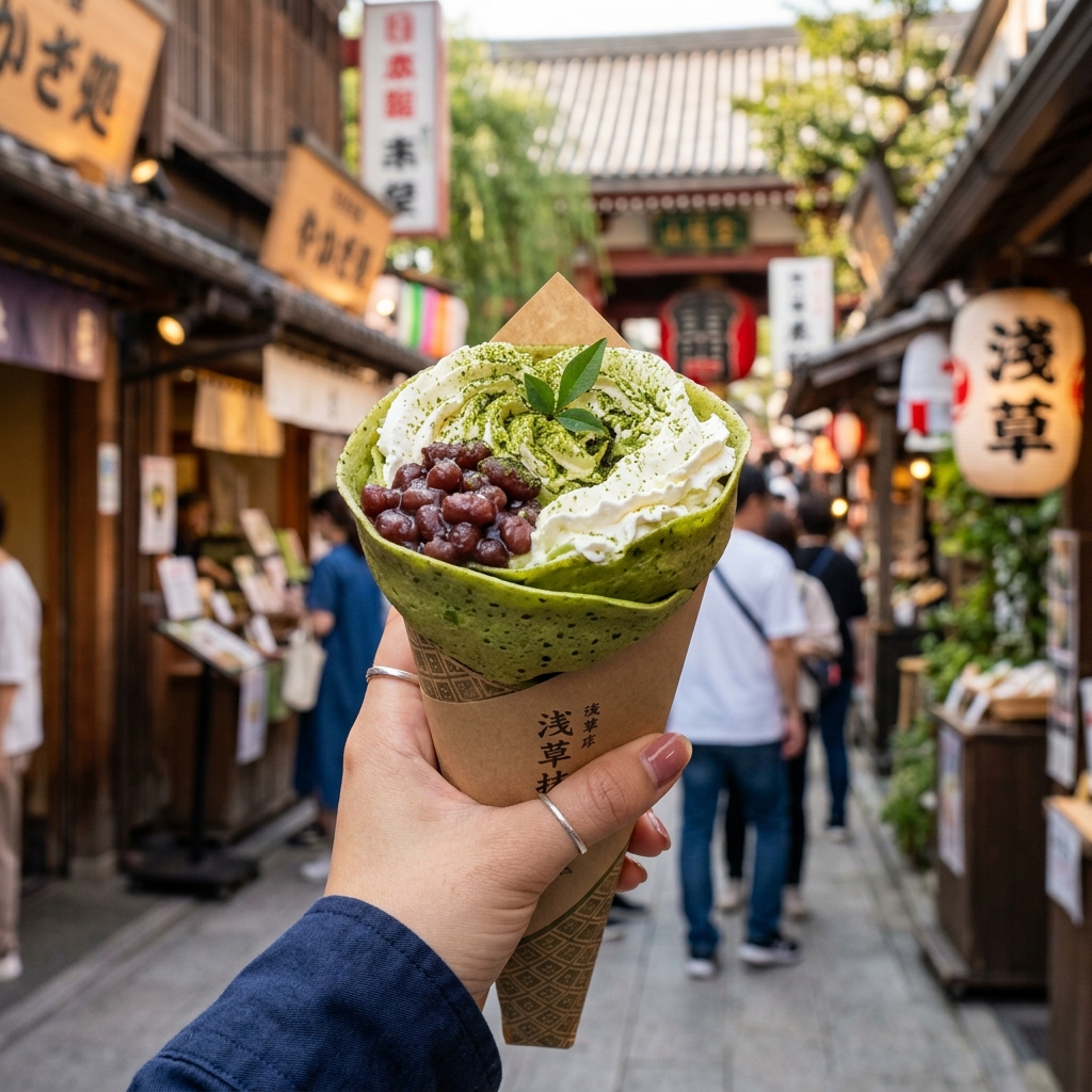 【2026最新】行列必至！浅草の食べ歩き定番「寿々喜園」の濃厚抹茶クレープ徹底リサーチまとめ　＃スイーツ